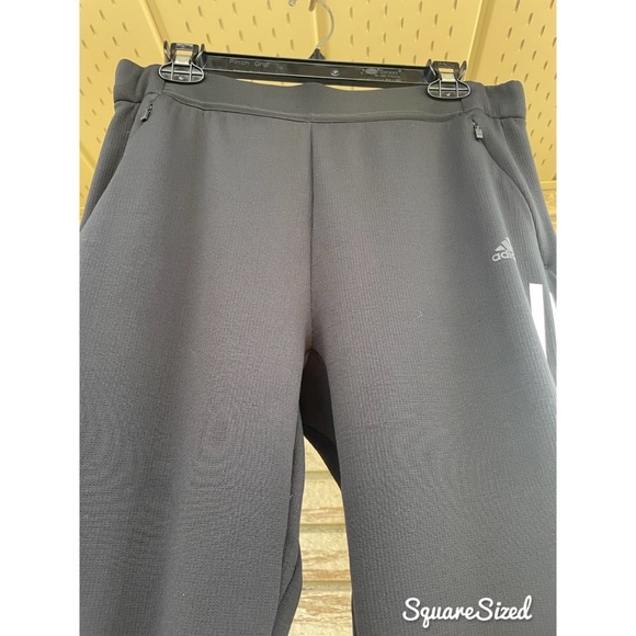 ADIDAS Light Fabric Climawarm Long Black White Stripe Pants M - Picture 8 of 9